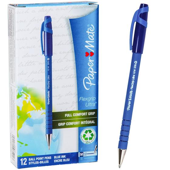 Paper Mate FlexGrip Ultra Medium Ballpoint Pens (1.0mm) - 12 Pack
